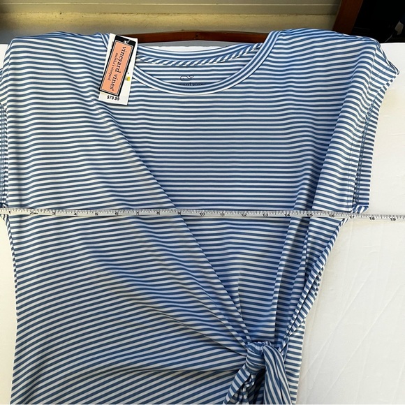 NWT Vineyard Vines Blue and White Striped Sankaty Side Tie Dress Size Medium - Picture 6 of 7